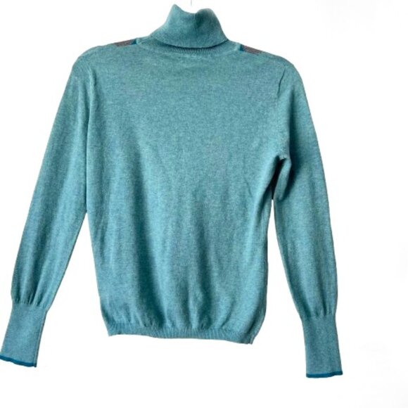 Y2K Argyle Turtleneck Sweater – Teal & Gray Cotton, Preppy Retro- Not worn - Picture 9 of 13